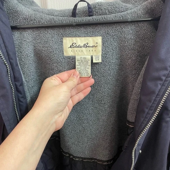 Vintage Eddie Bauer Goose Down Parka Navy Blue Size Small - Picture 3 of 4